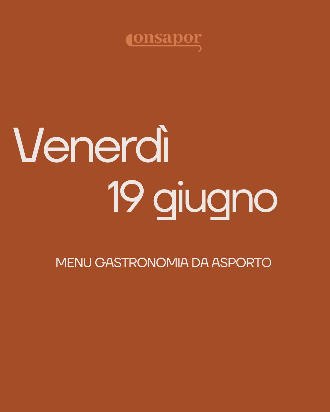 VENERDì 19 GIUGNO 2026
