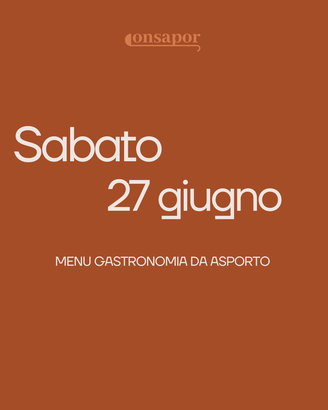 SABATO 27 GIUGNO 2026