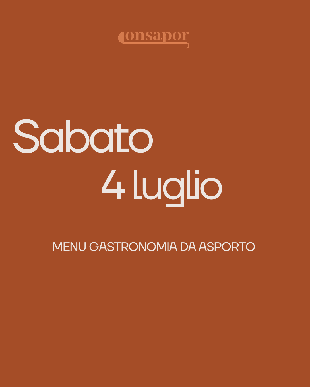 SABATO 4 LUGLIO 2026