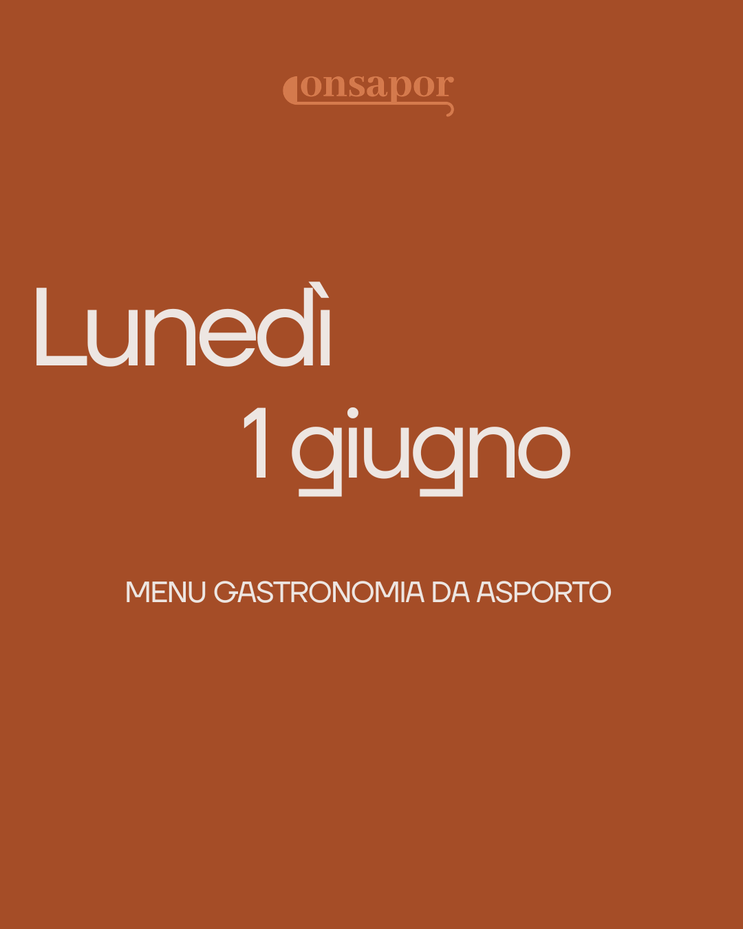 LUNEDì 1 GIUGNO 2026