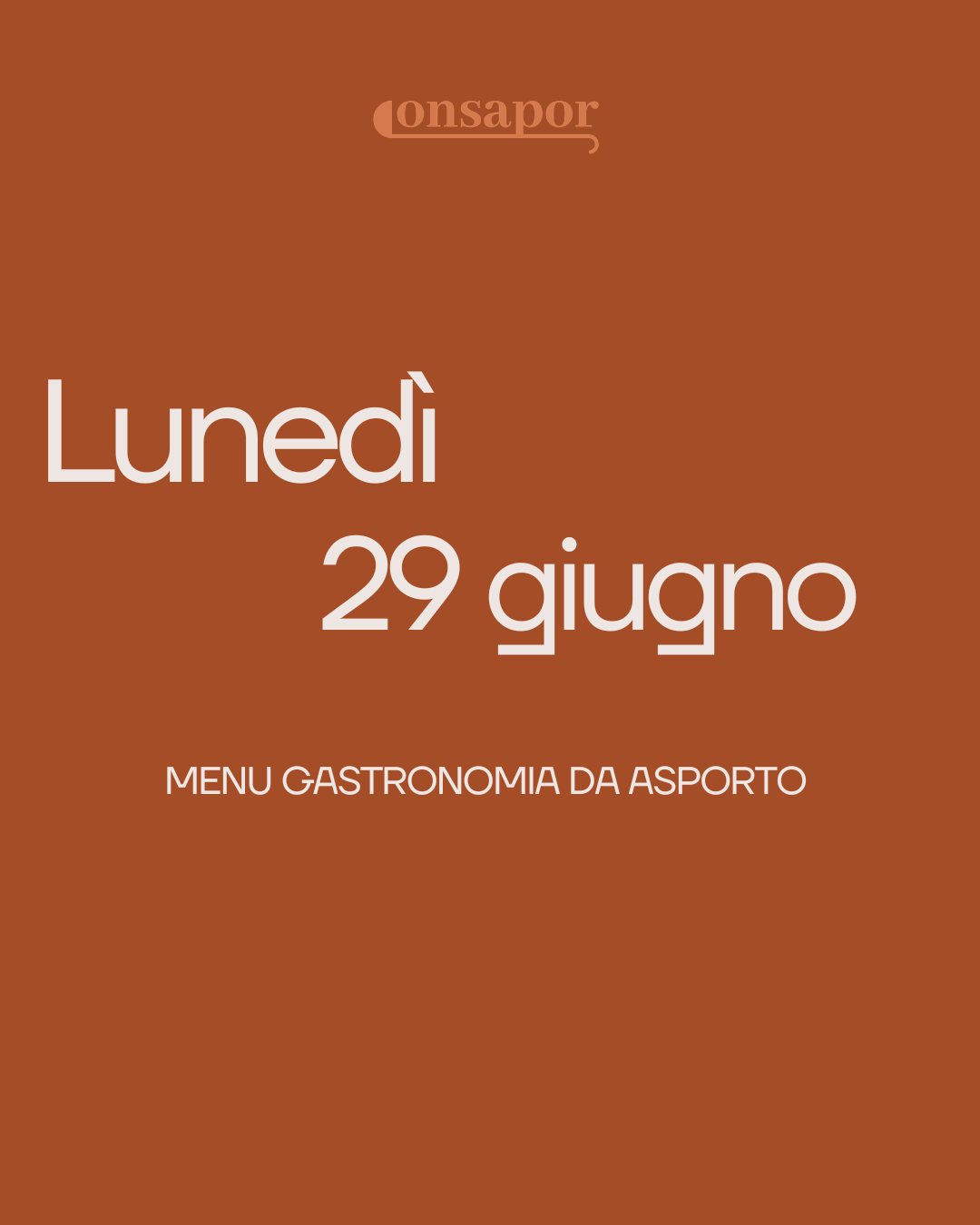 LUNEDì 29 GIUGNO 2026